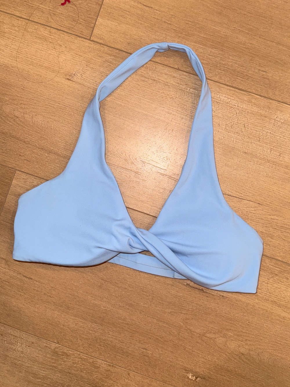 Light Blue Women's Halter Sports Bra with Twist Front